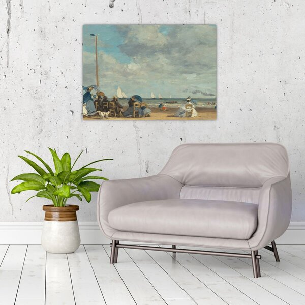 Obraz - Eugène Boudin, Beach at Trouville, reprodukcje (70x50 cm)