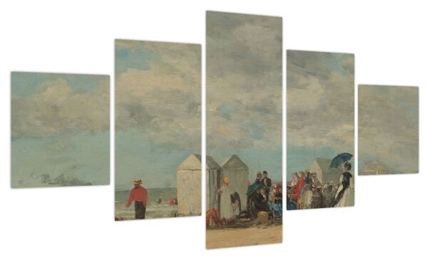 Obraz - Eugène Boudin, Beach Scene, reprodukcje (125x70 cm)