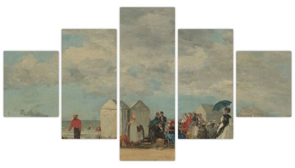Obraz - Eugène Boudin, Beach Scene, reprodukcje (125x70 cm)