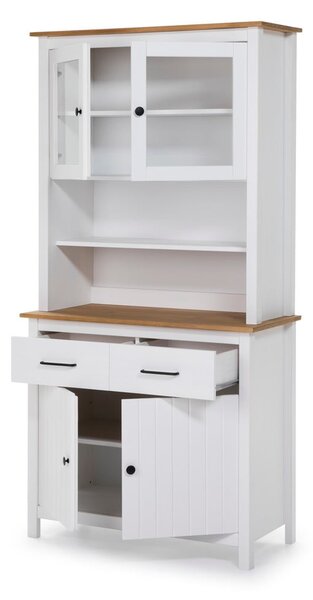 Biała witryna z litego drewna sosnowego 90x180 cm Miranda – Marckeric