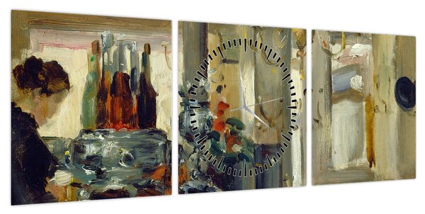 Obraz - Style of Edouard Manet, Bon Bock Cafe, reprodukcje (z zegarem) (90x30 cm)