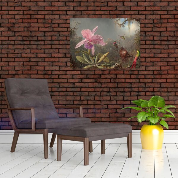 Obraz - Martin Johnson Heade, Cattleya Orchid and Three Hummingbirds, reprodukcje (70x50 cm)