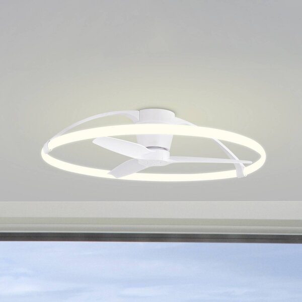 Mantra Iluminación Inteligentny wentylator sufitowy LED Nepal, biały, DC, cichy możliwość ściemniania, biały / opal, salon / jadalnia, metal, nowoczesny