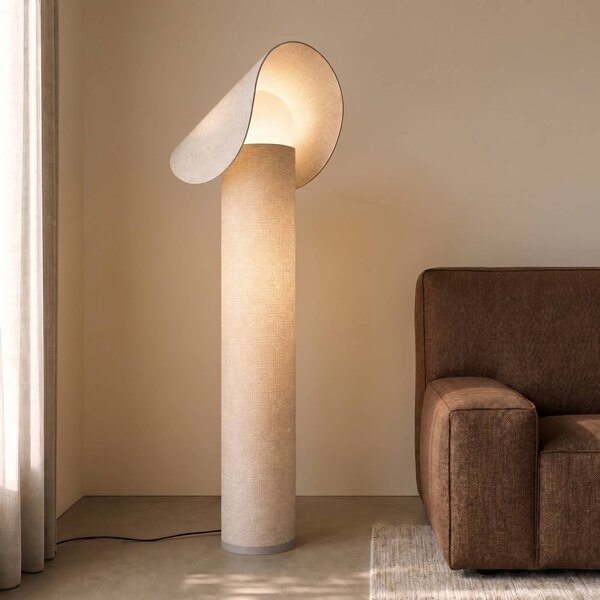 Lampa stojąca Tamani Lucande, możliwość ściemniania, kremowy / amber, salon / jadalnia, tkanina / materiał / jedwab, design