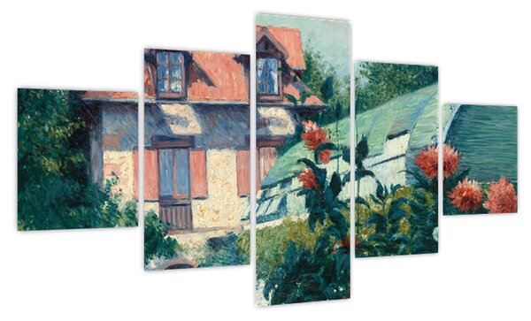 Obraz - Gustave Caillebotte, Dahlias, Garden at Petit Gennevilliers, reprodukcje (125x70 cm)