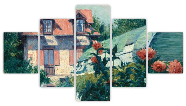 Obraz - Gustave Caillebotte, Dahlias, Garden at Petit Gennevilliers, reprodukcje (125x70 cm)