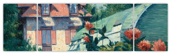 Obraz - Gustave Caillebotte, Dahlias, Garden at Petit Gennevilliers, reprodukcje (170x50 cm)