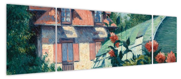 Obraz - Gustave Caillebotte, Dahlias, Garden at Petit Gennevilliers, reprodukcje (170x50 cm)