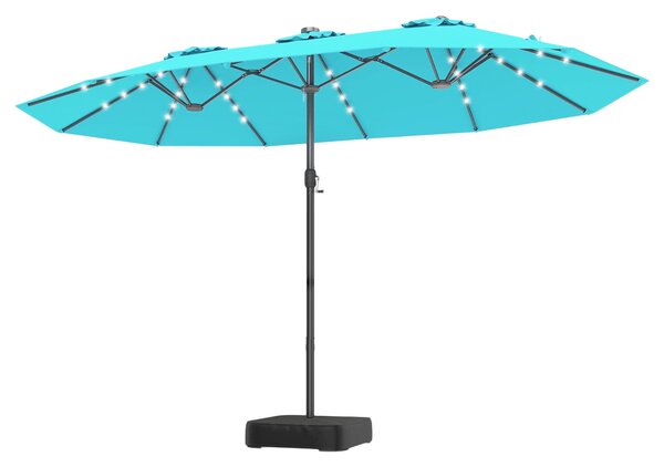 Podwójny parasol ogrodowy z oświetleniem LED turkusowy