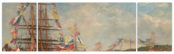 Obraz - Eugène Boudin, Festival in the Harbor of Honfleur, reprodukcje (170x50 cm)