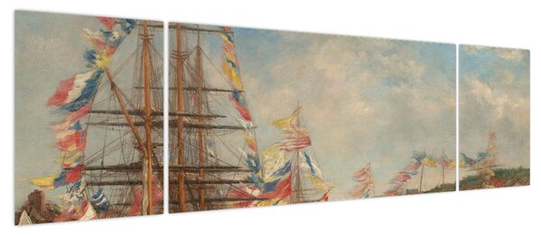 Obraz - Eugène Boudin, Festival in the Harbor of Honfleur, reprodukcje (170x50 cm)