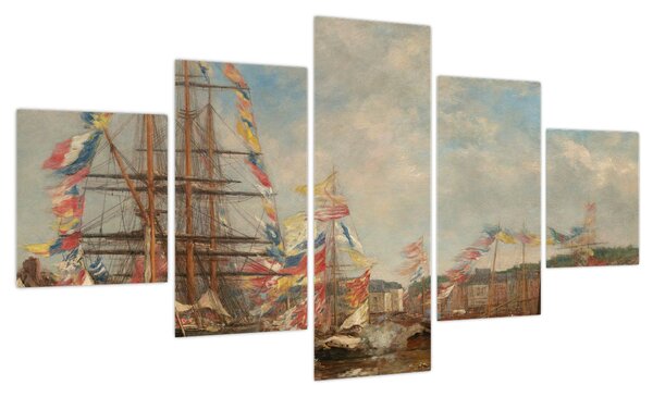Obraz - Eugène Boudin, Festival in the Harbor of Honfleur, reprodukcje (125x70 cm)
