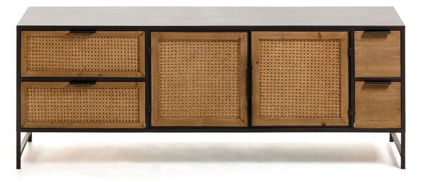 Czarno-brązowa szafka pod TV Kave Home Kyoko, 150x55 cm