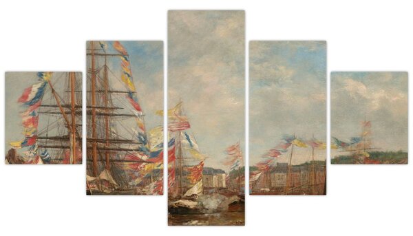 Obraz - Eugène Boudin, Festival in the Harbor of Honfleur, reprodukcje (125x70 cm)