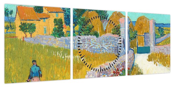Obraz - Vincent van Gogh, Farmhouse in Provence, reprodukcje (z zegarem) (90x30 cm)