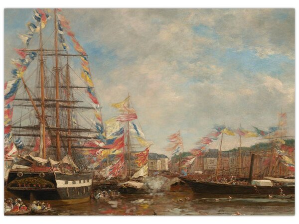 Obraz - Eugène Boudin, Festival in the Harbor of Honfleur, reprodukcje (70x50 cm)
