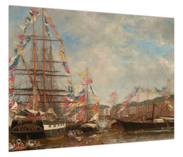 Obraz - Eugène Boudin, Festival in the Harbor of Honfleur, reprodukcje (70x50 cm)