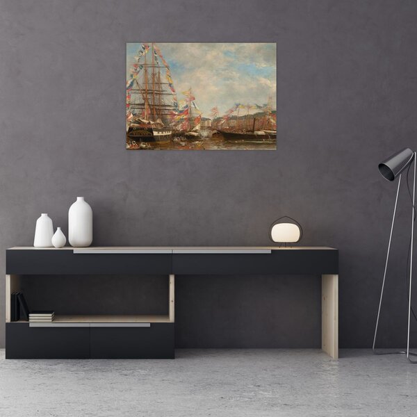 Obraz - Eugène Boudin, Festival in the Harbor of Honfleur, reprodukcje (70x50 cm)