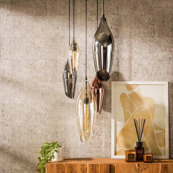 ZIJLSTRA Lampa wisząca szklana Mixture, możliwość ściemniania, multikolor, salon / jadalnia, szkło, nowoczesny
