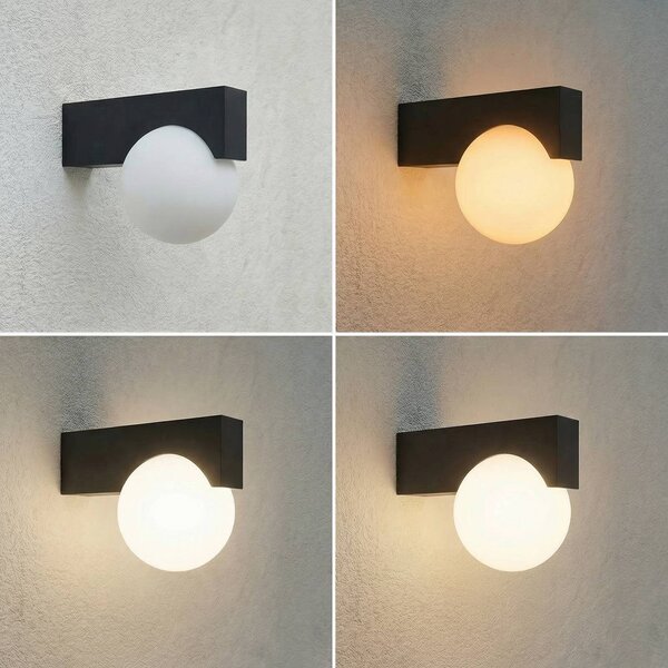 Kinkiet zewnętrzny LED Vijon Lucande, czarny, aluminium, nowoczesny