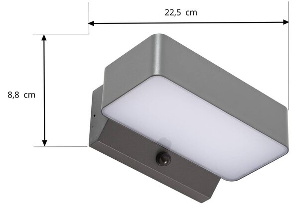 Lampa zewnętrzna z czujnikiem ruchu Fando Lindby, aluminiowy / szary / cynkowy, aluminium