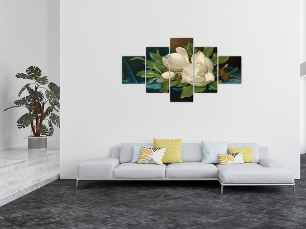 Obraz - Martin Johnson Heade, Giant Magnolias on a Blue Velvet Cloth, reprodukcje (125x70 cm)