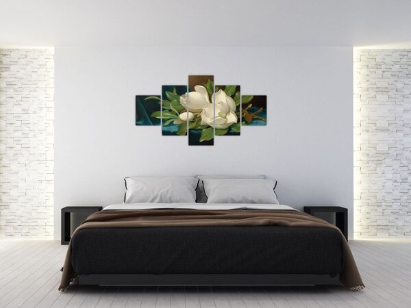 Obraz - Martin Johnson Heade, Giant Magnolias on a Blue Velvet Cloth, reprodukcje (125x70 cm)