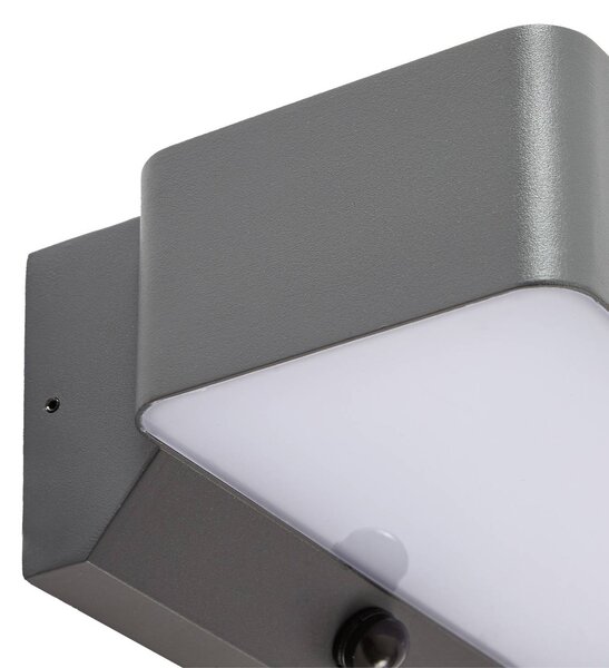 Lampa zewnętrzna z czujnikiem ruchu Fando Lindby, aluminiowy / szary / cynkowy, aluminium