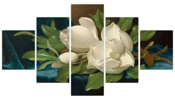 Obraz - Martin Johnson Heade, Giant Magnolias on a Blue Velvet Cloth, reprodukcje (125x70 cm)