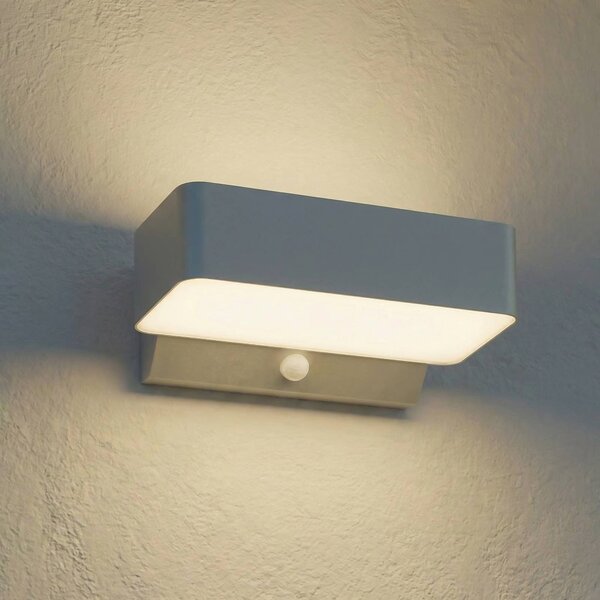 Lampa zewnętrzna z czujnikiem ruchu Fando Lindby, aluminiowy / szary / cynkowy, aluminium