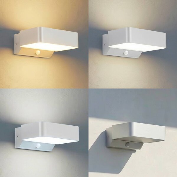 Lampa zewnętrzna z czujnikiem ruchu Fando Lindby, aluminiowy / szary / cynkowy, aluminium