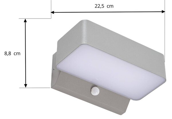 Lampa zewnętrzna z czujnikiem ruchu Fando Lindby, aluminiowy / szary / cynkowy, aluminium