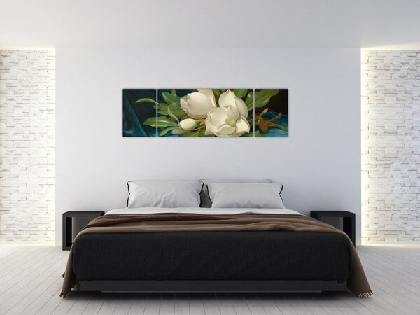 Obraz - Martin Johnson Heade, Giant Magnolias on a Blue Velvet Cloth, reprodukcje (170x50 cm)