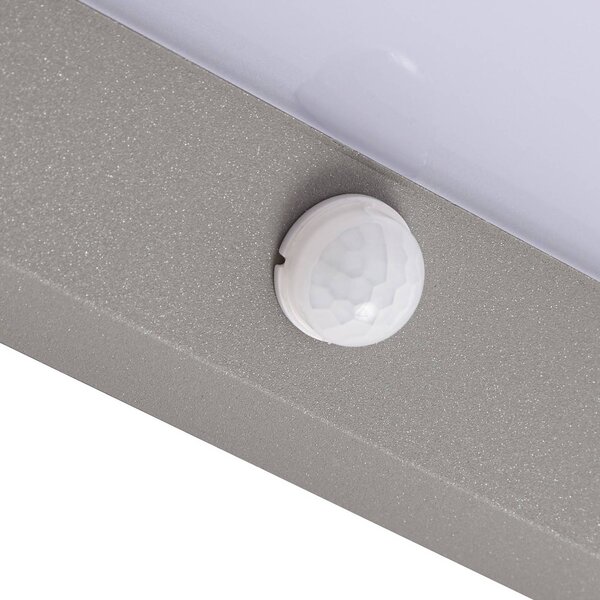 Lampa zewnętrzna z czujnikiem ruchu Fando Lindby, aluminiowy / szary / cynkowy, aluminium