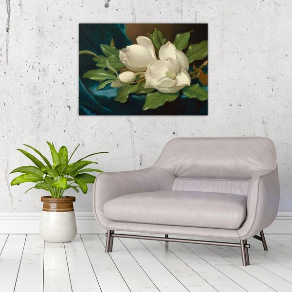 Obraz - Martin Johnson Heade, Giant Magnolias on a Blue Velvet Cloth, reprodukcje (70x50 cm)