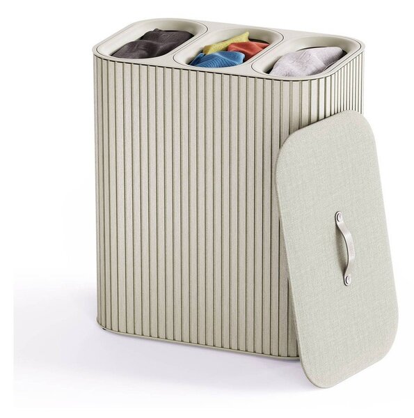 Beżowy bambusowy kosz na pranie 3x30 l Tota Trio Luxe – Joseph Joseph