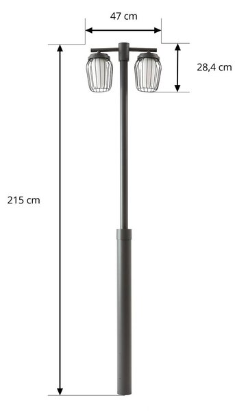 Lampa zewnętrzna Lucande Chandan, wysokość 215 cm, kolor antracytowy, 2-punktowa Chandan, aluminiowy / szary / cynkowy, metal, nowoczesny