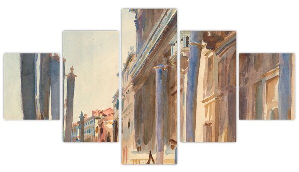Obraz - John Singer Sargent, Gondola Moorings on the Grand Canal, reprodukcje (125x70 cm)