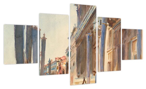 Obraz - John Singer Sargent, Gondola Moorings on the Grand Canal, reprodukcje (125x70 cm)