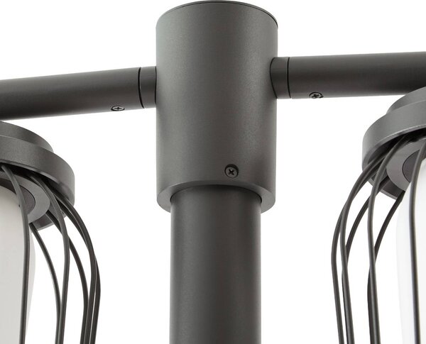 Lampa zewnętrzna Lucande Chandan, wysokość 215 cm, kolor antracytowy, 2-punktowa Chandan, aluminiowy / szary / cynkowy, metal, nowoczesny