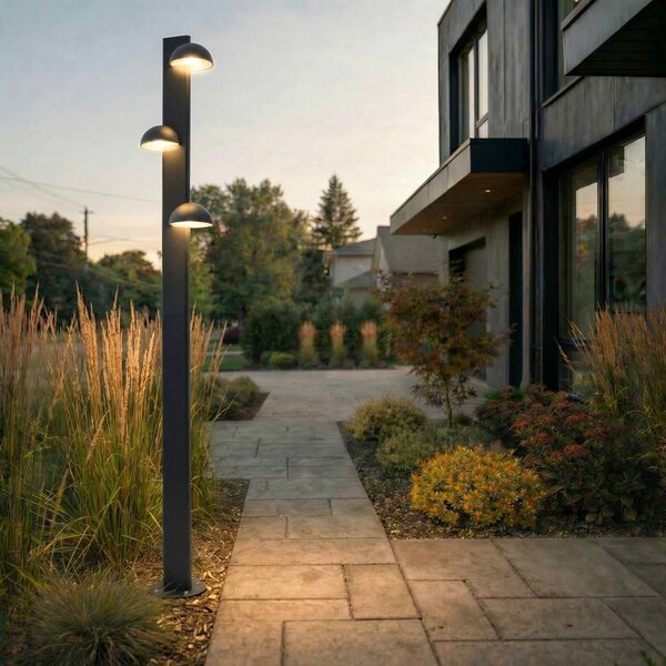 Lampa zewnętrzna LED Lucande Velira, czarna, 220 cm, 3-punktowa Velira, czarny, metal, nowoczesny