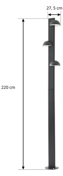 Lampa zewnętrzna LED Lucande Velira, czarna, 220 cm, 3-punktowa Velira, czarny, metal, nowoczesny