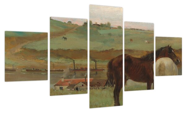 Obraz - Edgar Degas, Horses in a Meadow, reprodukcje (125x70 cm)