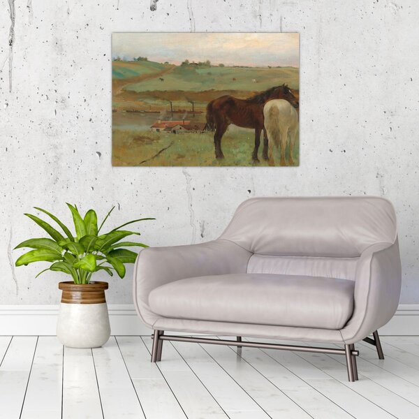 Obraz - Edgar Degas, Horses in a Meadow, reprodukcje (70x50 cm)