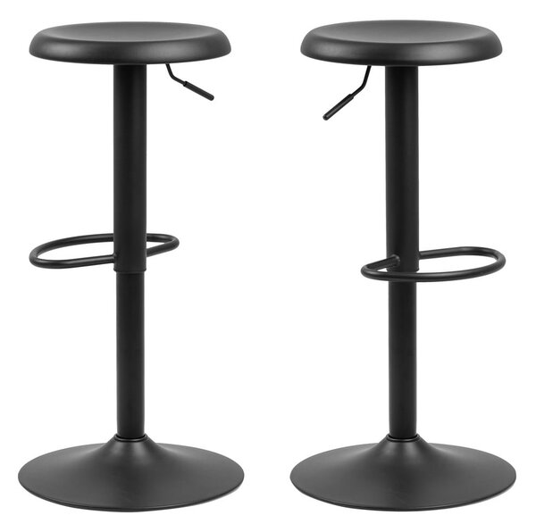 Czarny metalowy hoker z regulowaną wysokością (wysokość siedziska 59 cm) Finch – Actona