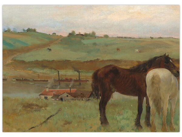 Obraz - Edgar Degas, Horses in a Meadow, reprodukcje (70x50 cm)