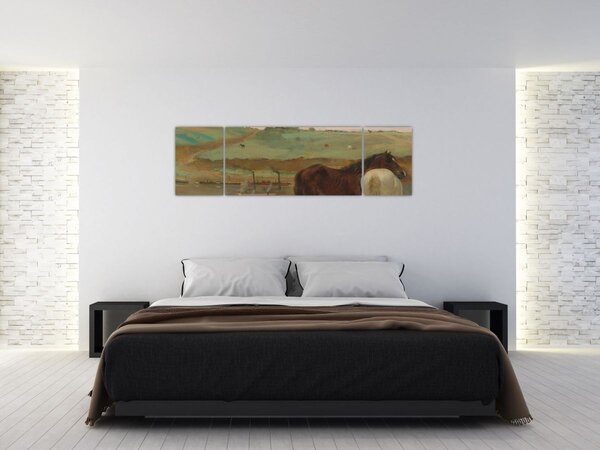 Obraz - Edgar Degas, Horses in a Meadow, reprodukcje (170x50 cm)