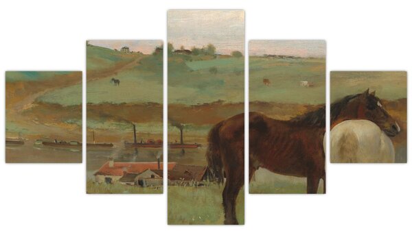 Obraz - Edgar Degas, Horses in a Meadow, reprodukcje (125x70 cm)