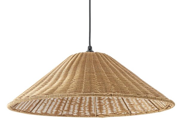 Lucande Lampa stojąca zewnętrzna Taniola, stożkowa, rattan, 195 cm, IP44 Taniola, ciemne drewno, drewno, dworkowy / rustykalny