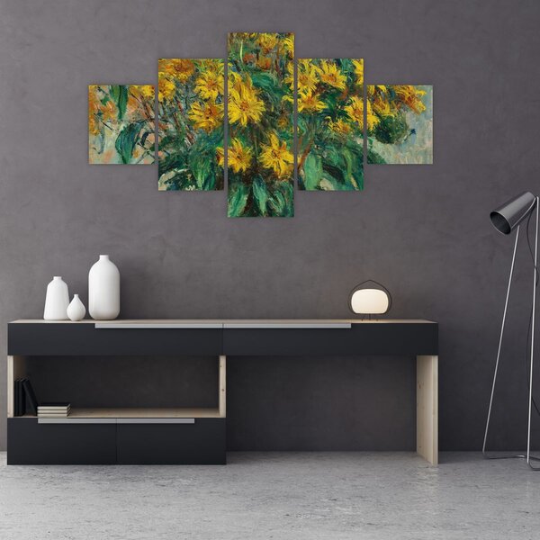 Obraz - Claude Monet, Jerusalem Artichoke Flowers, reprodukcje (125x70 cm)